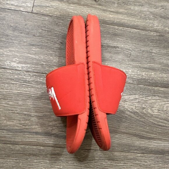 Nike x Stussy Benassi Slides Men Size 13 Sandals Habanero Red White CW2787-600 main image 8